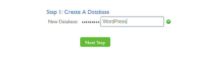 type in your new database name