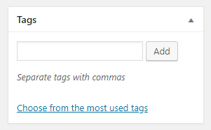 Tags option in WordPress Dashboard