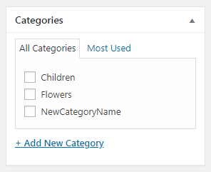Categories box on the right