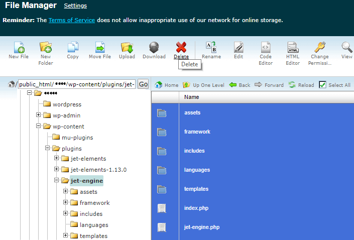 File Manager database