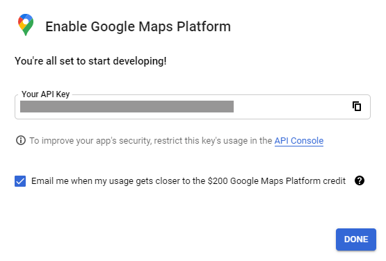 Googlemaps API key