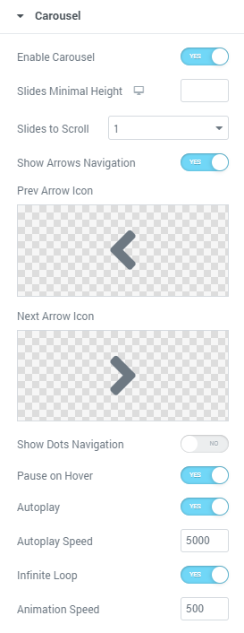 Carousel settings
