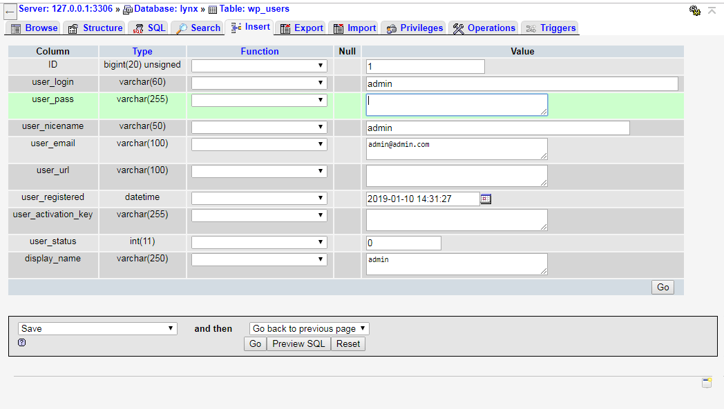 username in the user_login and the password in the user_pass fields