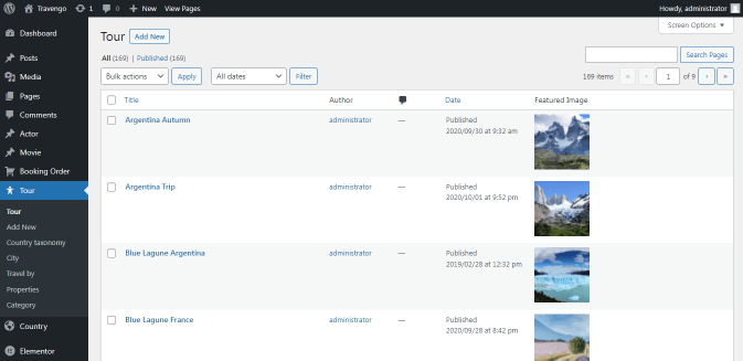 featured images in admin column