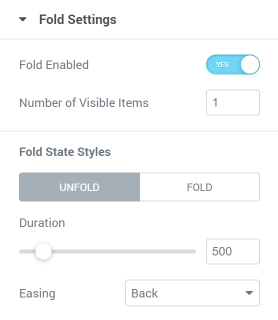 Pricing Table fold settings