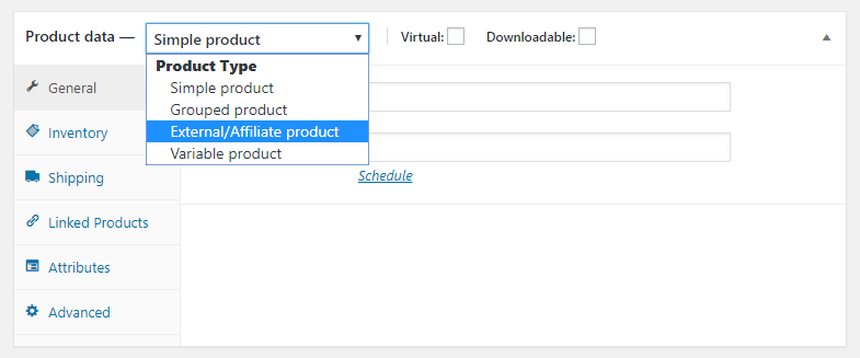 external /affiliate product as product data source