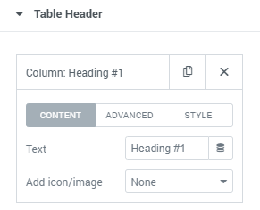 Table item content tab