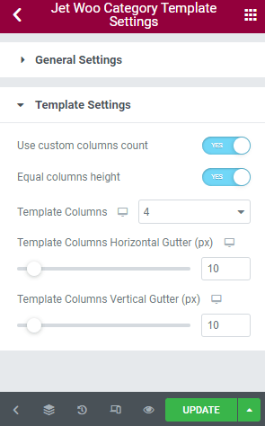 jet woo category template settings