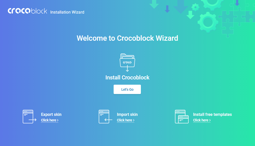 Crocoblock Wizard start screen
