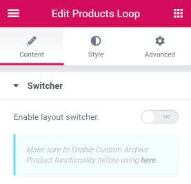 Product Loop widget
