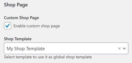 Shop template assigning