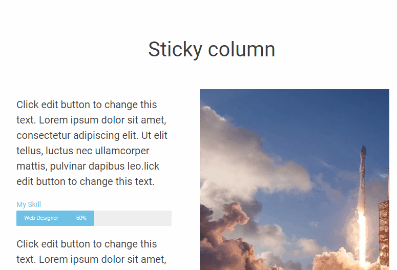 Sticky Column widget for Elementor