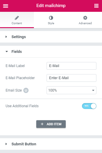 fields settings