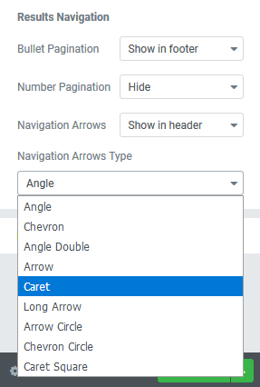Results navigation settings in Ajax Search widget