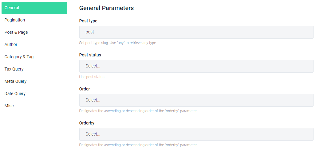 General Parameters