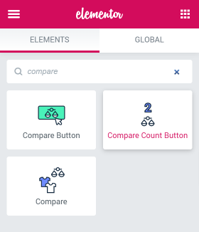Compare Count Button widget