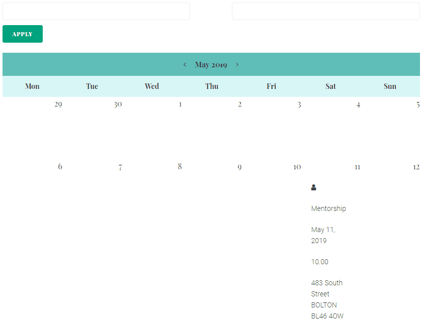 Filtering events from the Calendar Preview