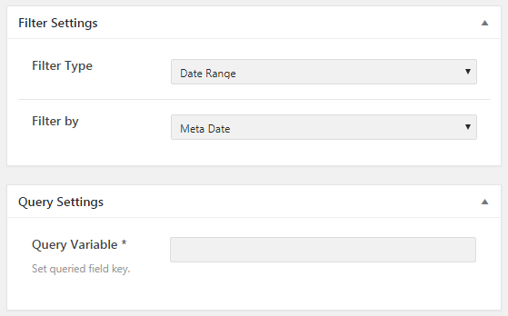 Filter and Query settings 