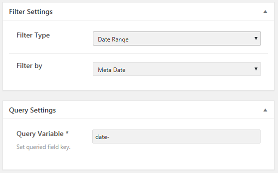 Filter and Query settings
