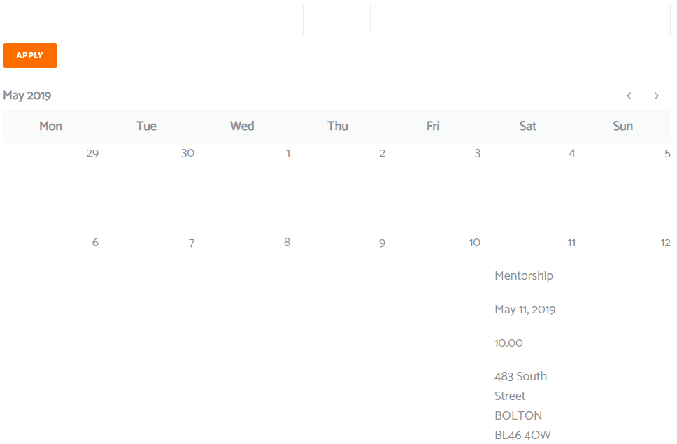 Date Range Filter for the Calendar widget