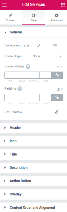 Settings widget style settings