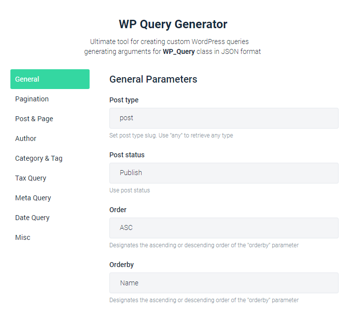 WP Query Generator