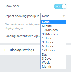 repeat showing popup in option
