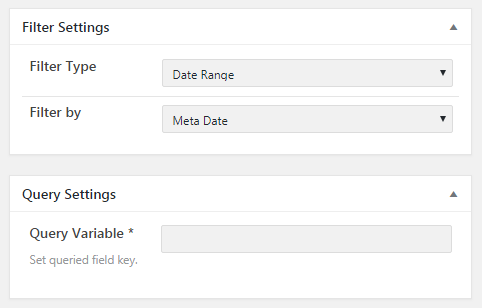 Filter and Query settings