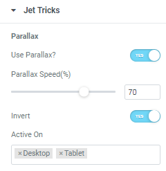 Move the toggle to “Yes” next to the Use Parallax field
