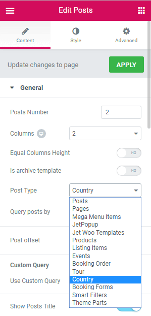 Posts widget adjustment