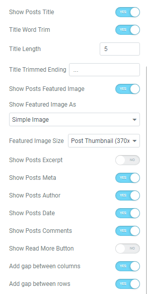 Posts widget settings