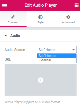 audio player widget content in elementor