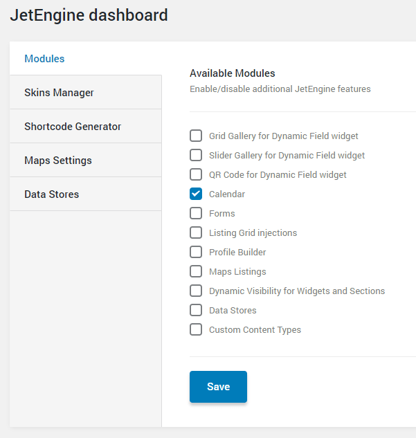 enabling calendar module