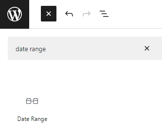 date range block in wordpress block editor