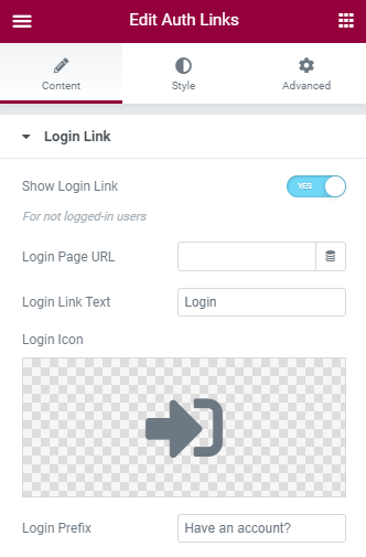 login link settings