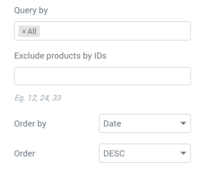 Product List widget General settings
