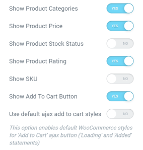 Product List widget General settings