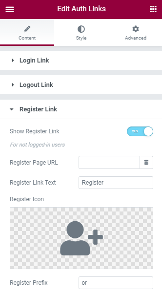register link settings