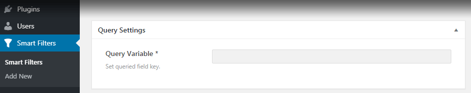 Settings for JetSmartFilters in WP Dashboard