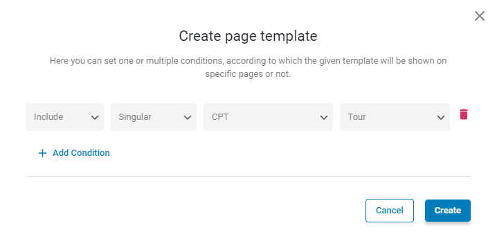 single page template condition for the CPT