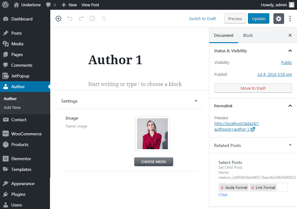 author post settings