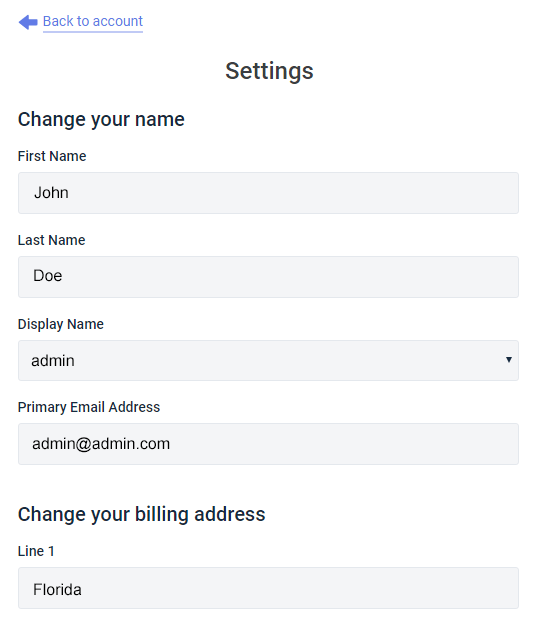 Personal Account settings