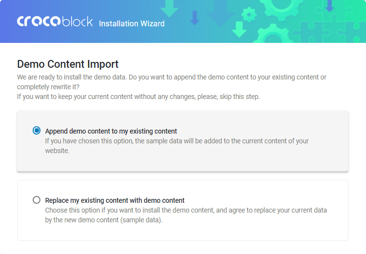 Crocoblock Wizard Demo Content import