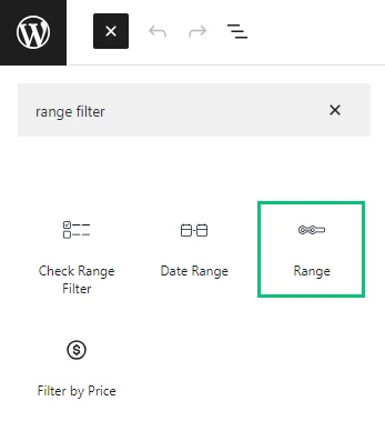 range filter block in gutenberg