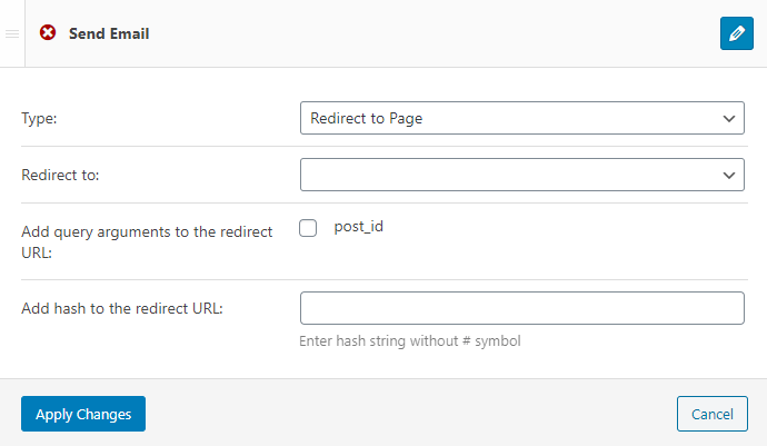 redirect to page notification type