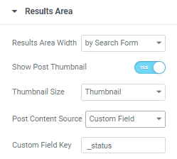 Results Area settings in Ajax Search widget