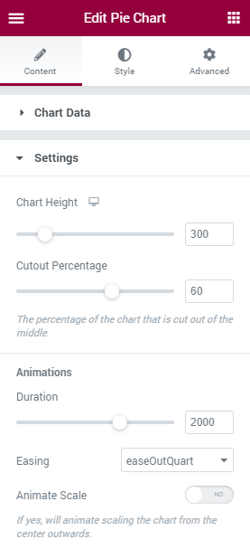 Doughnut Chart Settings