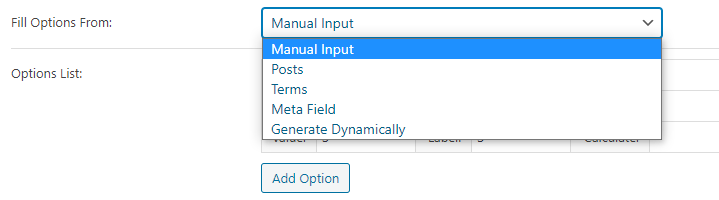 select manual input