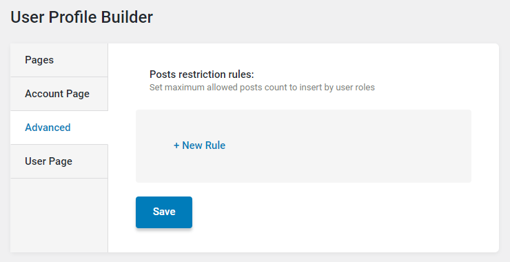 posts restriction rules for the account