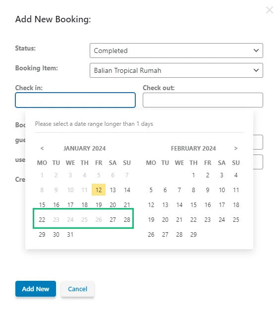 date overlapping during booking creation